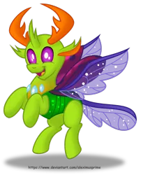 Size: 1600x1979 | Tagged: artist:aleximusprime, changedling, changeling, cute, derpibooru import, king thorax, safe, simple background, smiling, solo, thorabetes, thorax, transparent background, wings