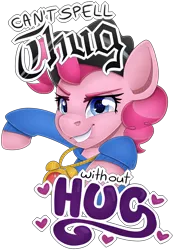 Size: 3047x4388 | Tagged: safe, artist:partylikeanartist, derpibooru import, pinkie pie, testing testing 1-2-3, chains, clock, clothes, design, hat, heart eyes, hug life, jewelry, mc pinkie, necklace, rapper pie, shirt, shirt design, simple background, solo, sticker, text, thug life, tracksuit, transparent background, wingding eyes