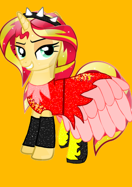 Size: 1000x1414 | Tagged: safe, artist:katya, derpibooru import, sunset shimmer, ponified, pony, equestria girls, equestria girls outfit, equestria girls ponified, ponied up, solo