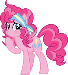 Size: 1024x1126 | Tagged: safe, artist:magicdarkart, derpibooru import, pinkie pie, pony, alternate hairstyle, cute, diapinkes, freckles, headband, simple background, solo, transparent background, watermark