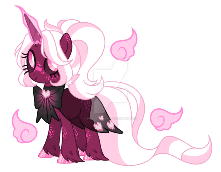 Size: 1024x796 | Tagged: safe, artist:magicdarkart, derpibooru import, oc, original species, pony, black sclera, cloak, clothes, female, horn, immortal soul pony, magic, mare, simple background, solo, transparent background, watermark