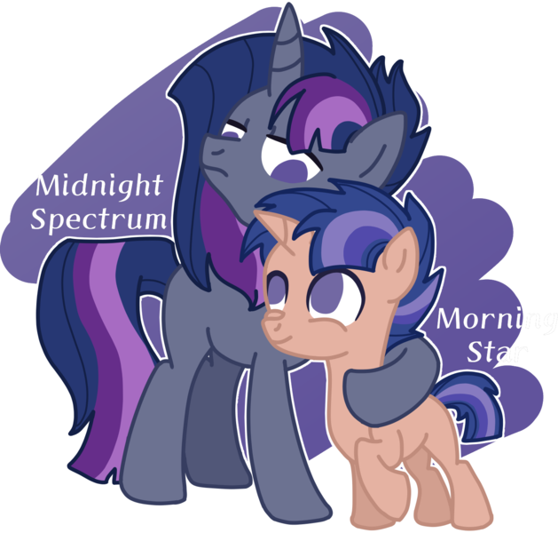 Size: 1470x1403 | Tagged: safe, artist:rosiepie15, derpibooru import, oc, oc:midnight spectrum, oc:morning star, pony, unicorn, abstract background, base used, blank flank, brothers, colt, duo, hug, male, no pupils, offspring, parent:flash sentry, parent:twilight sparkle, parents:flashlight, simple background, transparent background