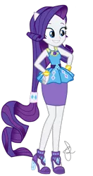 Size: 327x620 | Tagged: safe, artist:ilaria122, derpibooru import, rarity, equestria girls, equestria girls series, belt, bracelet, clothes, geode of shielding, hand on hip, high heels, jewelry, magical geodes, ponied up, pose, shoes, simple background, skirt, smiling, transparent background
