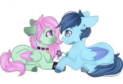 Size: 3000x2048 | Tagged: safe, artist:cinnamontee, derpibooru import, oc, oc:strawberry, unofficial characters only, pegasus, pony, female, flower, high res, male, mare, oc x oc, shipping, simple background, stallion, transparent background, two toned wings