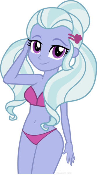 Size: 1603x2887 | Tagged: safe, alternate version, artist:wubcakeva, derpibooru import, sugarcoat, equestria girls, adorasexy, belly button, bikini, bikini babe, breasts, clothes, cute, female, looking at you, sexy, signature, simple background, smiling, solo, sugarcute, swimsuit, transparent background, vector