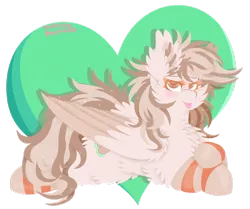 Size: 1024x858 | Tagged: safe, artist:vanillaswirl6, derpibooru import, oc, oc:peach reve, unofficial characters only, pegasus, pony, :p, abstract background, chest fluff, clothes, colored pupils, colored wings, colored wingtips, commission, crossed hooves, ear fluff, female, fluffy, looking at you, lying down, simple background, socks, solo, striped socks, tongue out, transparent background