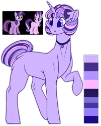 Size: 938x1169 | Tagged: safe, artist:cani-chan, artist:purplegrim40, derpibooru import, starlight glimmer, twilight sparkle, twilight sparkle (alicorn), oc, unofficial characters only, alicorn, pony, unicorn, choker, cute, female, horn, image, lesbian, magical lesbian spawn, mare, ocbetes, offspring, parent:starlight glimmer, parent:twilight sparkle, parents:twistarlight, png, raised hoof, shipping, simple background, transparent background, twistarlight, unicorn oc