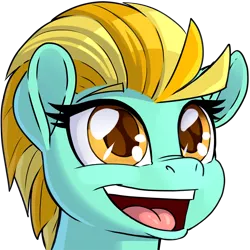 Size: 900x900 | Tagged: safe, artist:pusspuss, derpibooru import, lightning dust, pony, bust, cute, dustabetes, female, happy, mare, open mouth, patreon, patreon logo, portrait, reaction image, simple background, smiling, solo, transparent background
