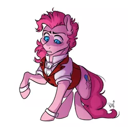 Size: 3114x3078 | Tagged: safe, artist:assassin-or-shadow, derpibooru import, pinkie pie, pony, bubble berry, clothes, dr jekyll, dr jekyll and mr hyde, dr pinkie and miss pie, rule 63, simple background, solo, white background