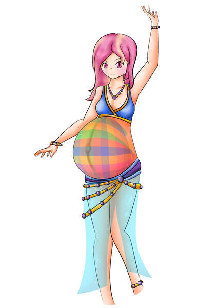 Size: 2952x4169 | Tagged: armpits, artist:kirby2264923, belly, belly dancer, belly dancer outfit, belly painting, breasts, clothes, derpibooru import, female, human, humanized, multiple pregnancy, oc, oc:mistral violet, offspring, painted belly, parent:princess cadance, parent:shining armor, parents:shiningcadance, pregnant, see-through, solo, solo female, suggestive, unofficial characters only