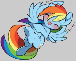 Size: 1264x1016 | Tagged: safe, artist:ccc, derpibooru import, rainbow dash, pegasus, pony, cute, dashabetes, female, gray background, laughing, mare, simple background, solo