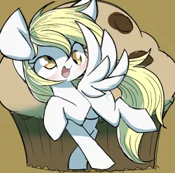 Size: 1318x1297 | Tagged: safe, artist:ccc, derpibooru import, derpy hooves, pegasus, pony, cute, female, food, looking at you, mare, muffin, solo