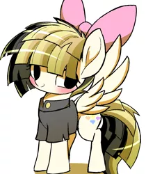 Size: 1129x1342 | Tagged: safe, artist:ccc, derpibooru import, songbird serenade, pegasus, pony, my little pony: the movie, bow, clothes, female, looking at you, mare, simple background, solo, white background