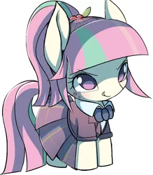 Size: 1159x1321 | Tagged: safe, artist:ccc, derpibooru import, sour sweet, ponified, earth pony, pony, clothes, cute, female, freckles, mare, pleated skirt, ponytail, simple background, skirt, solo, sourbetes, white background