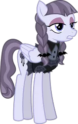 Size: 6400x10102 | Tagged: safe, artist:parclytaxel, derpibooru import, inky rose, pegasus, pony, honest apple, .svg available, absurd resolution, clothes, eyeshadow, female, goth, makeup, mare, simple background, solo, transparent background, vector