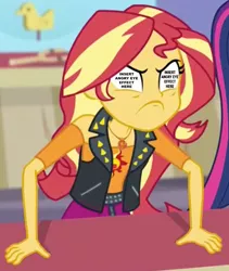 Size: 916x1087 | Tagged: safe, derpibooru import, edit, edited screencap, editor:sonic ranger, screencap, sunset shimmer, equestria girls, equestria girls series, rollercoaster of friendship, angry, cropped, insert picture here, solo focus, template