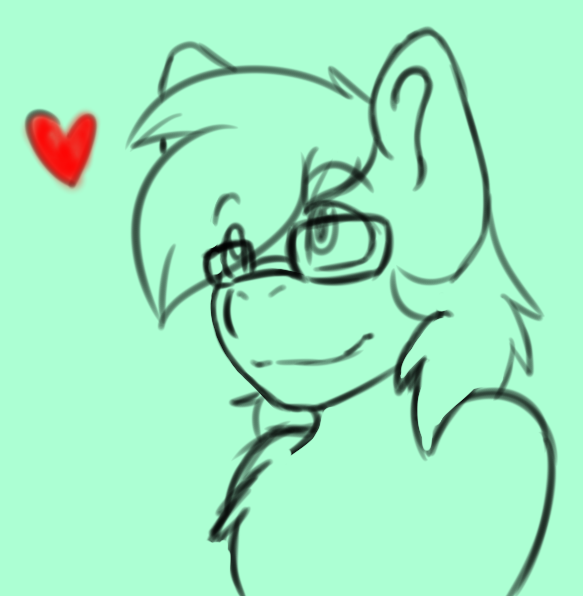 Size: 583x596 | Tagged: safe, artist:musicboxpegasus, derpibooru import, oc, oc:wolfmane, pony, cute, glasses, heart, long hair, monochrome, smiling, smirk, solo