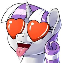 Size: 900x900 | Tagged: suggestive, alternate version, artist:pusspuss, derpibooru import, twilight velvet, pony, unicorn, ahegao, bust, drool, female, heart eyes, mother, open mouth, patreon, patreon logo, portrait, simple background, smiling, solo, tongue out, transparent background, wingding eyes