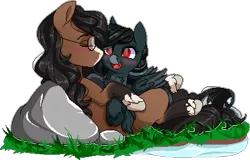 Size: 421x270 | Tagged: safe, artist:xwhitedreamsx, derpibooru import, oc, oc:pandie, oc:walter nutt, unofficial characters only, earth pony, pegasus, pony, death by coffee, dewclaw, female, gift art, kissing, male, mare, oc x oc, pixel art, shipping, simple background, smiling, straight, transparent background