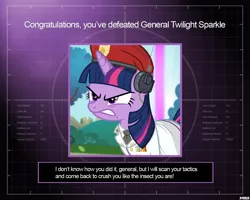 Size: 1280x1024 | Tagged: safe, alternate version, artist:a4r91n, derpibooru import, twilight sparkle, pony, unicorn, angry, beret, clothes, command and conquer, command and conquer: generals, crossover, hat, military uniform, solo, twilight is not amused, unamused, unicorn twilight, uniform, you win