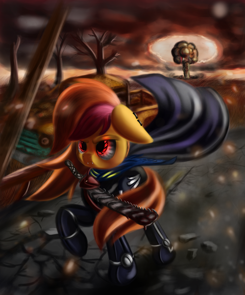 Size: 2500x3000 | Tagged: safe, artist:qbellas, derpibooru import, oc, oc:pumpkin spice, unofficial characters only, bat pony, pony, clothes, fallout, solo