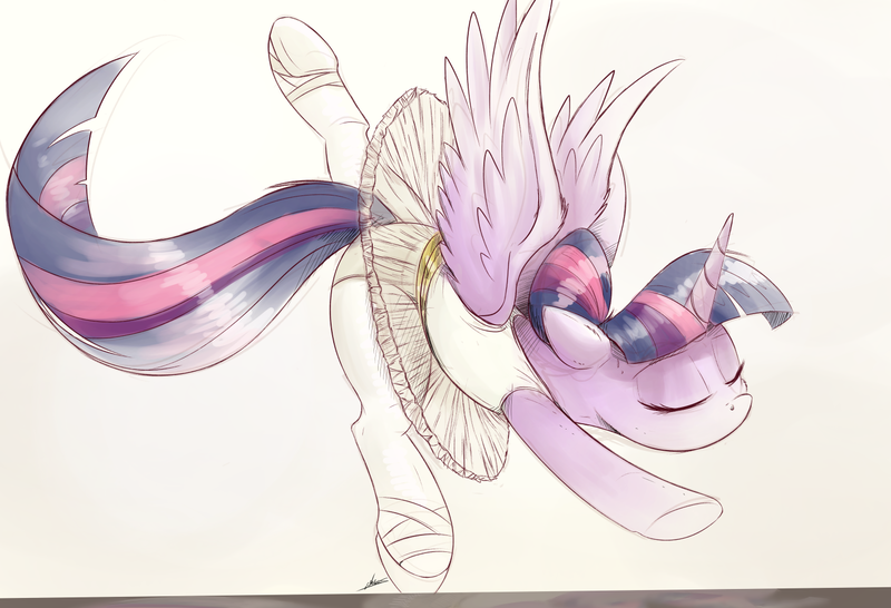 Size: 1500x1024 | Tagged: safe, artist:ncmares, derpibooru import, twilight sparkle, twilight sparkle (alicorn), alicorn, pony, alternate hairstyle, ballerina, ballet, clothes, cute, dancing, eyes closed, female, leotard, mare, pantyhose, solo, spread wings, tights, tutu, twiabetes, twilarina, wings