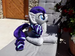 Size: 1000x742 | Tagged: safe, artist:hipsterowlet, derpibooru import, coloratura, pony, irl, photo, plushie, prone, rara, rarabetes, solo