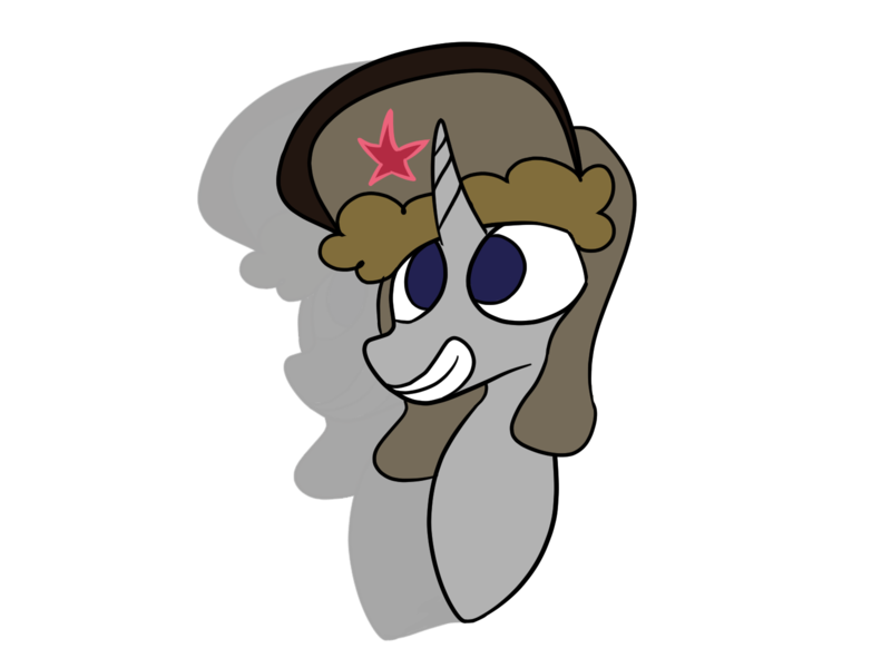Size: 1600x1200 | Tagged: safe, artist:rafuki, derpibooru import, oc, oc:ragtime melody, unofficial characters only, pony, unicorn, emblem, flat colors, hat, shadow, simple background, soviet, transparent background, ushanka