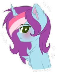 Size: 402x525 | Tagged: safe, artist:electricaldragon, derpibooru import, oc, oc:rainbow kitty, unofficial characters only, pony, unicorn, blushing, bust, female, heart eyes, mare, portrait, simple background, solo, transparent background, wingding eyes