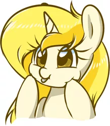 Size: 638x733 | Tagged: safe, artist:acersiii, derpibooru import, oc, oc:murysunshine, unofficial characters only, pony, unicorn, :p, :t, cheek squish, cute, female, looking up, mare, ocbetes, silly, simple background, smiling, solo, squishy cheeks, tongue out, white background