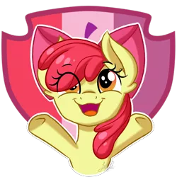 Size: 1900x1900 | Tagged: safe, artist:jack-pie, derpibooru import, apple bloom, earth pony, pony, bow, cutie mark, female, filly, hair bow, open mouth, simple background, smiling, solo, sticker, transparent background