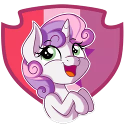 Size: 1900x1900 | Tagged: safe, artist:jack-pie, derpibooru import, sweetie belle, pony, unicorn, cute, cutie mark, cutie mark background, diasweetes, female, filly, open mouth, simple background, smiling, solo, sticker, transparent background