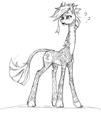 Size: 1000x1250 | Tagged: artist:madhotaru, derpibooru import, female, giraffe, grayscale, monochrome, oc, oc:twiggy, safe, solo, unofficial characters only