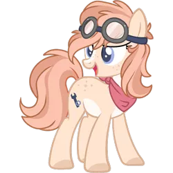 Size: 2048x2048 | Tagged: safe, artist:cinnamontee, derpibooru import, oc, oc:rusty gears, unofficial characters only, earth pony, pony, base used, female, freckles, goggles, high res, mare, neckerchief, show accurate, simple background, solo, transparent background