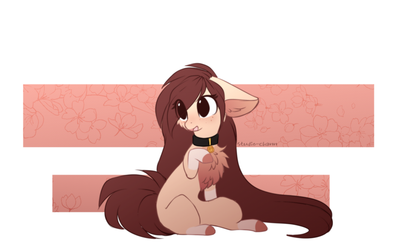 Size: 1280x793 | Tagged: safe, artist:little-sketches, derpibooru import, oc, oc:yui, unofficial characters only, earth pony, pony, chest fluff, collar, female, floppy ears, mare, simple background, solo, transparent background