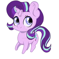 Size: 1024x1024 | Tagged: safe, artist:therealakineko, derpibooru import, starlight glimmer, pony, unicorn, chibi, heart eyes, simple background, solo, transparent background, watermark, wingding eyes