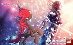 Size: 1920x1200 | Tagged: safe, artist:plushielover, derpibooru import, ponified, alicorn, pony, base used, commander shepard, crying, folded wings, mass effect, mass effect 3, smiling, solo, song, text