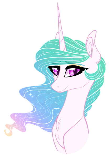 Size: 1120x1600 | Tagged: safe, artist:australian-senior, derpibooru import, princess celestia, alicorn, pony, alternate design, bust, ethereal mane, female, mare, portrait, simple background, solo, transparent background