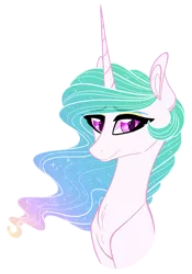 Size: 1120x1600 | Tagged: safe, artist:australian-senior, derpibooru import, princess celestia, alicorn, pony, alternate design, bust, ethereal mane, female, mare, portrait, simple background, solo, transparent background