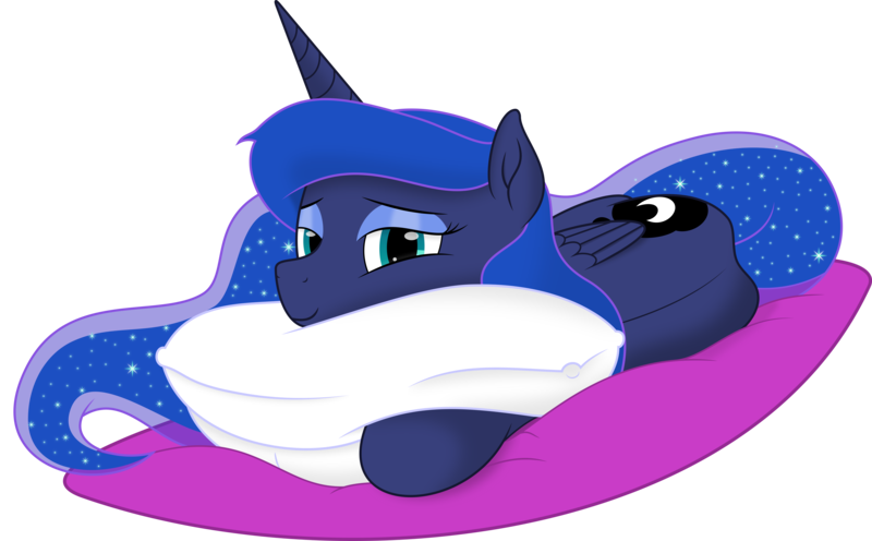 Size: 7393x4584 | Tagged: safe, artist:kopcap94, artist:selenophile, derpibooru import, princess luna, pony, absurd resolution, cute, folded wings, lidded eyes, lunabetes, pillow, prone, simple background, solo, transparent background, vector