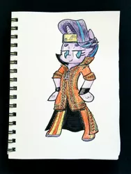 Size: 2628x3504 | Tagged: safe, artist:shoeunit, derpibooru import, starlight glimmer, pony, semi-anthro, unicorn, clothes, colored pencil drawing, cosplay, costume, female, mare, sketchbook, solo, the miz, traditional art, wwe