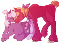 Size: 1024x752 | Tagged: safe, artist:diablediablo, derpibooru import, big macintosh, cheerilee, earth pony, pony, alternate hairstyle, cheerimac, cutie mark, eyes closed, female, male, mare, missing accessory, missing cutie mark, neckerchief, nuzzling, outline, pregnant, shipping, simple background, smiling, stallion, straight, transparent background