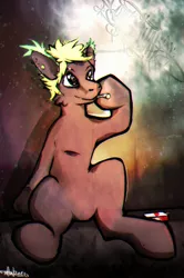 Size: 1187x1788 | Tagged: safe, artist:tugon, derpibooru import, oc, pony, chromatic aberration, cigarette, drugs, graffiti, high, marijuana, smoke, smoking, solo