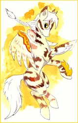 Size: 657x1036 | Tagged: safe, artist:veda, derpibooru import, oc, ponified, unofficial characters only, pegasus, pony, unicorn, furryguys, simple background, solo, traditional art, watercolor painting