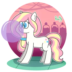 Size: 1000x1000 | Tagged: safe, artist:b-cacto, derpibooru import, oc, oc:bubble burst, unofficial characters only, earth pony, pony, bubblegum, female, food, gum, mare, simple background, solo, transparent background