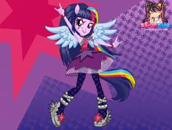 Size: 794x599 | Tagged: safe, artist:user15432, derpibooru import, twilight sparkle, twilight sparkle (alicorn), alicorn, equestria girls, rainbow rocks, clothes, dressup, dressup game, equestria girls rainbow rocks, female, hasbro, hasbro studios, ponied up, pony ears, rainbow hair, rock and roll, shoes, starsue, winged humanization, wings