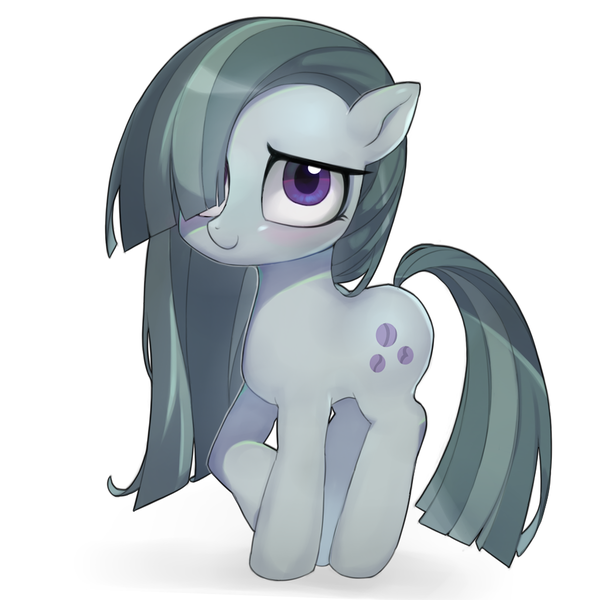 Size: 1024x1024 | Tagged: safe, artist:9seconds, derpibooru import, marble pie, earth pony, pony, blushing, cute, female, looking at you, marblebetes, mare, simple background, smiling, solo, white background