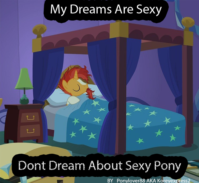 Size: 754x694 | Tagged: safe, artist:koreyexpress2, derpibooru import, edit, edited screencap, screencap, sunburst, unicorn, uncommon bond, bed, cropped, image macro, lamp, male, meme, pillow, solo, stallion