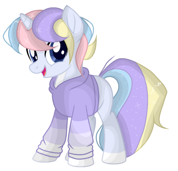 Size: 885x855 | Tagged: safe, artist:mintoria, derpibooru import, oc, oc:felix, pony, unicorn, clothes, looking at you, male, simple background, smiling, solo, sparkly mane, stallion, sweater, transparent background