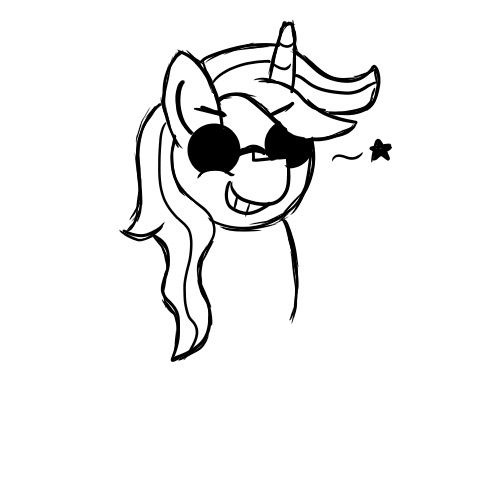 Size: 500x500 | Tagged: safe, artist:darkwolfhybrid, derpibooru import, oc, oc:gutiu serenade, unicorn, cool, glasses, grin, male, sketch, smiling